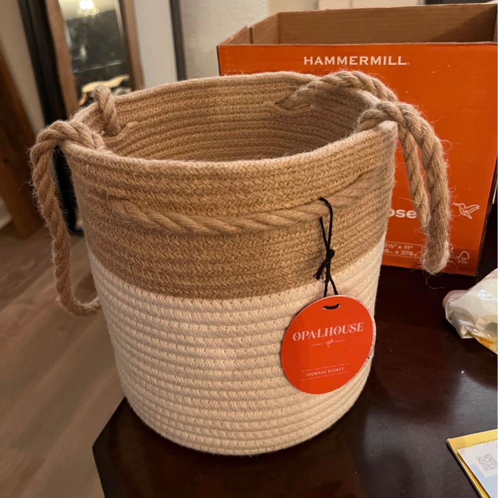 NEW Target Tan and Cream Rope Basket Accents